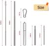 ANAB GI 4 Pack Portable Reusable Metal Straw Collapsible Stainless Steel Drinking Straw Telescopic Straw to Drink Water Smoothie . ?Black & Rose Gold & Blue & Gold? view 4