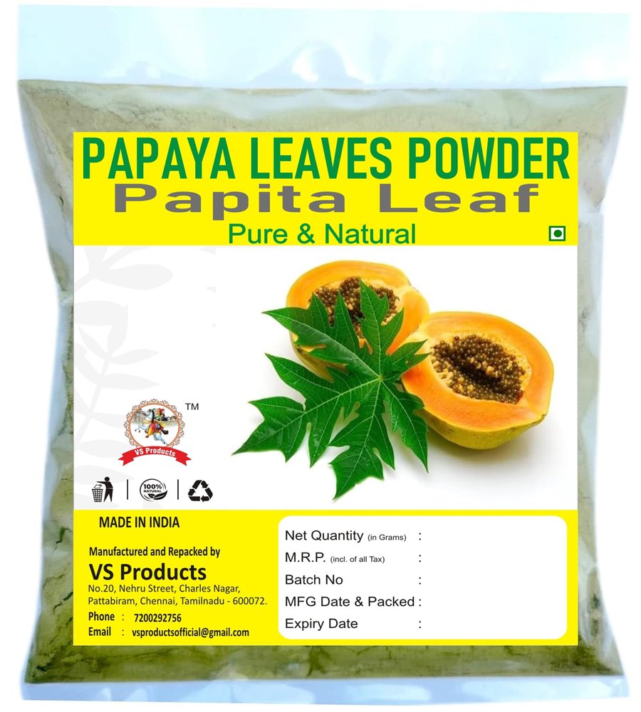 VS Products Papaya Leaf Powder, 700g, Papita leaf Powder, Carica Papaya Leaf, Erandhurbuja, Paw Paw Leaf Powder 700g (pack of 7 x 100g)