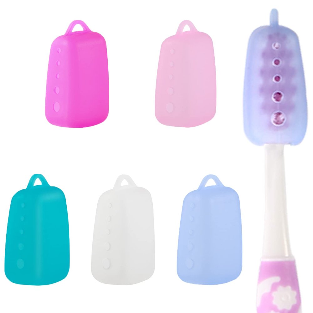 V-TOP Toothbrush Head Cover, 5 Pack Silicone Toothbrush Covers Caps, Portable Toothbrush Pod Case Protector for Travel, Home and Outdoor