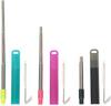 ANAB GI 3 Pack Metal Reusable Straws with Silicone Tip & Carrying Case & Cleaning Brush, Compact Portable Stainless Steel Drinking Straws with Telescopic Design up to 8.46 inch, Gray & Green & Pink view 1