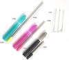 ANAB GI 3 Pack Metal Reusable Straws with Silicone Tip & Carrying Case & Cleaning Brush, Compact Portable Stainless Steel Drinking Straws with Telescopic Design up to 8.46 inch, Gray & Green & Pink view 2