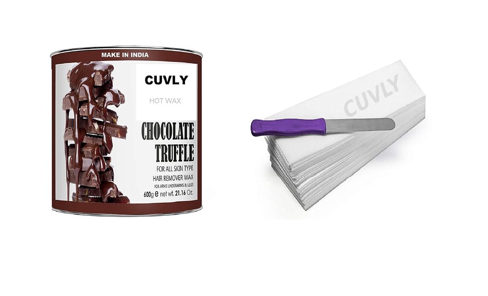 CUVLY Hair Removal Hot Wax Cream (600 gm), Wax Strips And Knife Wax For Women And Men | Underarm wax | Extra Creamy | Face, Bikini, Complete Body Wax Best Hair Removal Wax (600g) (Chocolate Wax)