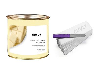 CUVLY Hair Removal Hot Wax Cream (600 gm), Wax Strips And Knife Wax For Women And Men | Underarm wax | Extra Creamy | Face, Bikini, Complete Body Wax Best Hair Removal Wax (600g) (White Chocolate Wax)
