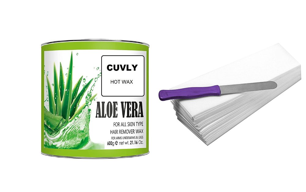 CUVLY Hair Removal Hot Wax Cream (600 gm), Wax Strips And Knife Wax For Women And Men | Underarm wax | Extra Creamy | Face, Bikini, Complete Body Wax Best Hair Removal Wax (600g) (Aloe Vera Wax)