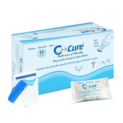 C-Cure Disposable Surgical Skin Blade Pack of 100 | Disposable Razor for Safe Body Hair Removal | Surgical Skin and Body Razor For Men & Women | Smooth | Sharp | Safe