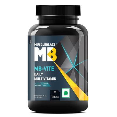 MuscleBlaze MB-Vite Daily Multivitamin (30 Tablets) | With 51 Ingredients & 6 Blends, Vitamins & Minerals, Prebiotic & Probiotics, Amino Acid Blends | For Energy, Stamina & Recovery