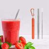 Drinking Straw, Practical Metal Straw Retractable Orange with Cleaning Brush for Picnic for Travel for Hiking for Camping view 2