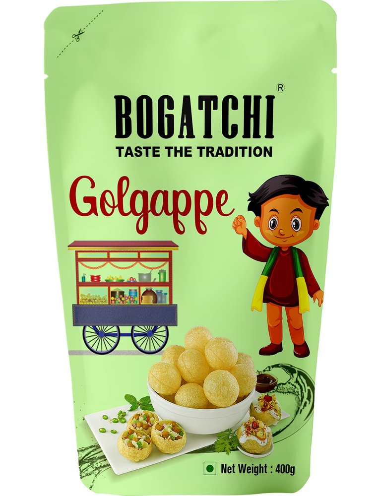 BOGATCHI Pani puri packet ready to eat - Fry or Bake in Microwave | instant pani puri pellets | Golgappe Packet Readymade | Pani Puri Papad | pani poori | Panipuri packets - Jumbo Pack, 400g