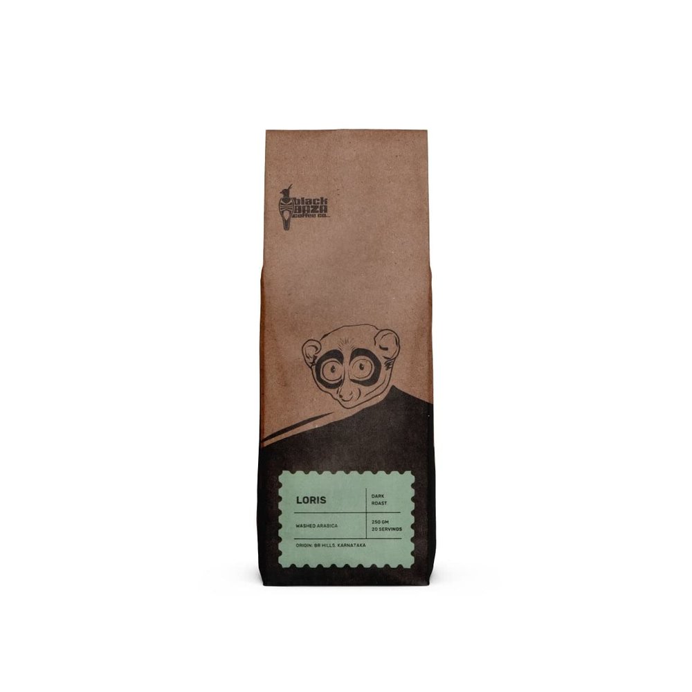 Black Baza Coffee, Loris, Dark Roast, Freshly Roasted, Organic, 100% Arabica (Coarse Grind, 250 grams)