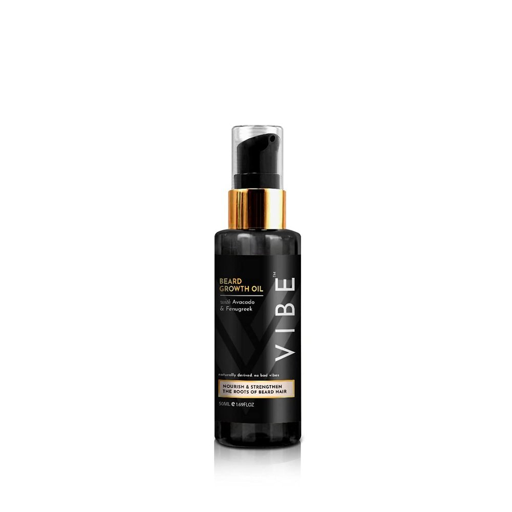 VIBE Natural Beard Growth Oil for Men & Boys with Natural Fenugreek, Avocado, Mandarin oil for Beard Care Only, Beard Oil for Patchy Beard Issues (30ml)