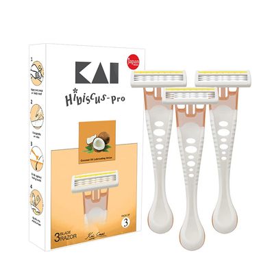 Kai Hibiscus Pro 3 Blade Body Razor- pack of 3