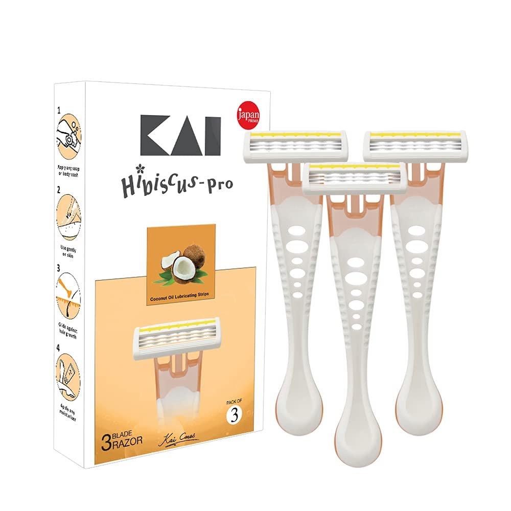 Kai Hibiscus Pro 3 Blade Body Razor- pack of 3