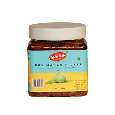 Aathirai Dry Mango Pickle - 500g | Homemade Using Cold-Pressed/Chekku Sesame Oil
