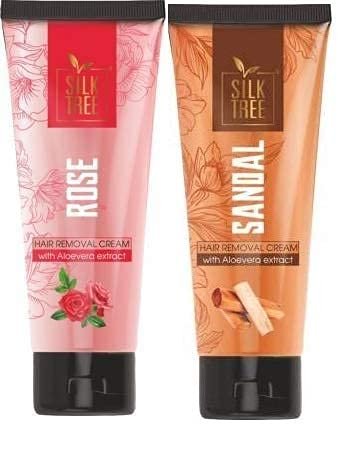 SILKTREE Combo Aloevera Extract Hair Removal Cream For Men & Women (65gm) and Rose Essence Hair Removal Cream For Men & Women (65gm)