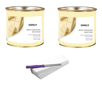 CUVLY Wax Waxing Hair Removal Hot Wax Kit,White Chocolate Wax 600g + White Chocolate Wax 600g + strip 70pcs + knife Wax Combo Kit (Pack of 4) (White Chocolate Wax & White Chocolate Wax)
