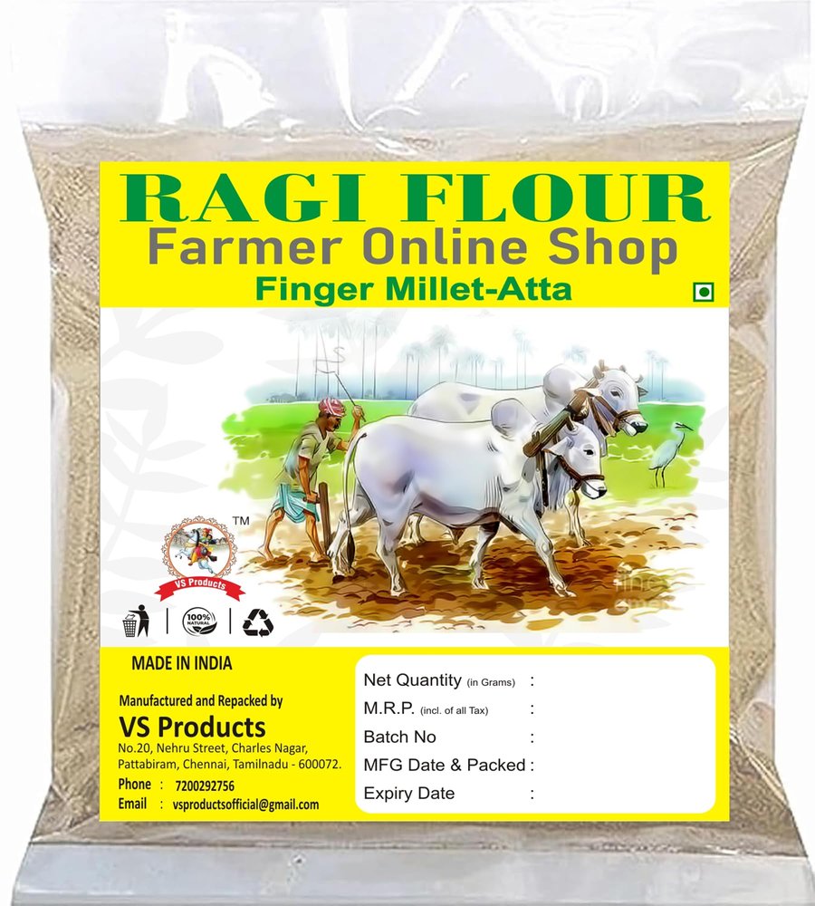 VS Products Ragi Flour, 15kg, Nachni Atta, Finger Millet Flour, Mandua, Mandia, Kezhvaragu, Taidalu, Kodra, Ragula, 15kg