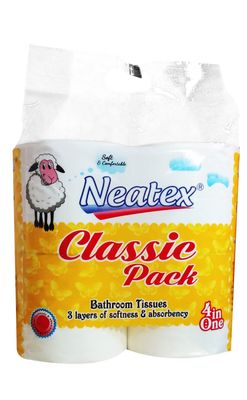 Neatex Premium 3-Ply Classic Pack Toilet Paper Roll Bathroom Tissue Ultra Soft & Thick Pack of 4 X 250 Pulls Each (Sheet Size 98mm X 100mm),Pink Embossed
