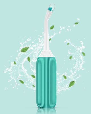 ELECTOMANIA 500ML Plastic Retractable Handheld Bidet Portable of Antislip, Bidet Angled Nozzle Spray with Travel Bag (Green)