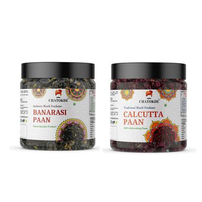 CHATOKDE Paan Combo (Banarasi Paan, 300gm & Calcutta Paan, 300gm) (Jar Pack)