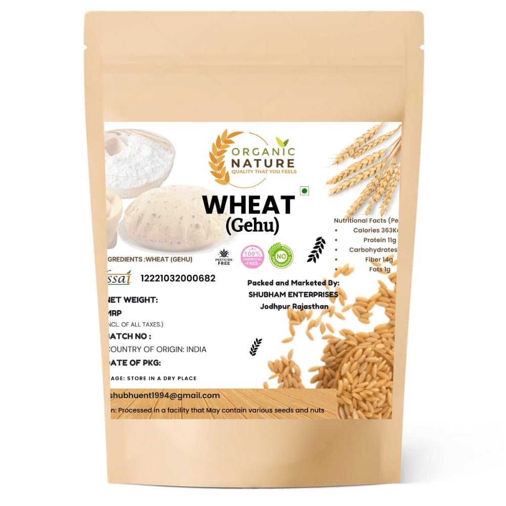 Organic Nature MP Sharbati Wheat Fresh from Farms | No Mixture | No Preservatives | Washed and Dried (Pack of 5 Kg)