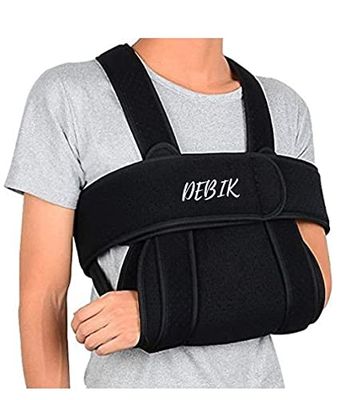 DEBIK | Arm Sling Shoulder Immobilizer - Can Be Used During Sleep Rotator Cuff Support Brace Adjustable Medical Sling for Broken & Fractured Bones, Dislocation, Sprains, Strains & Tears (UNIVERSAL)