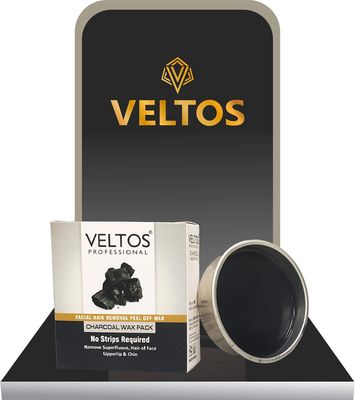 VELTOS PROFESSIONAL Charcoal Peel-Off Katori Wax for Upper Lip, Facial Hair, Eyebrow Face - 80 gm