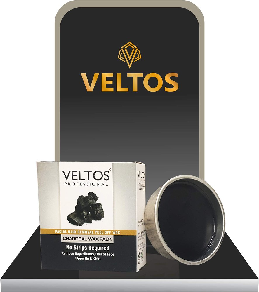 VELTOS PROFESSIONAL Charcoal Peel-Off Katori Wax for Upper Lip, Facial Hair, Eyebrow Face - 80 gm