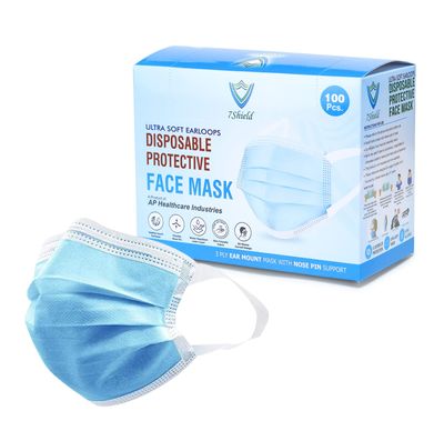 7Shield Disposable Surgical 3Ply Unisex Mask - Ultra Soft Fabric Wide Ear Loop, Comfortable, Inbuilt Plastic Coated Nose Pin, CE and ISO Certified, Convenient Box Pack of 400 (Medical Blue Color)