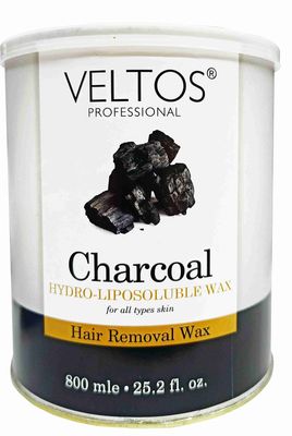 Veltos Professional Charcoal Hydro Liposoluble Wax 800ml for Body (Hair Removal Wax for Unwanted Hair)