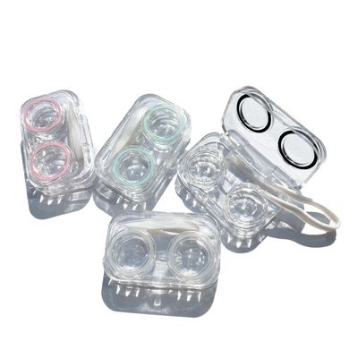 4 PCS Contact Lens Cases, Colorful Contact Lens Container Holder, Outdoor Portable Mini Contact Lens Soak Storage Kit for Travel & Home, Pink,blue,black,clear, 4 Count (Pack of 1), Basic
