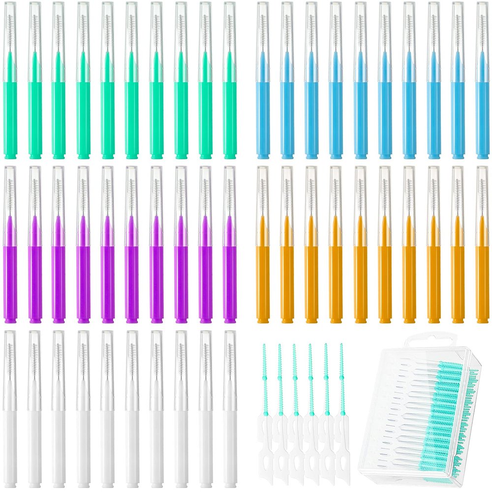 350 Pieces Interdental Dental Floss Soft Floss Picks Interdental Toothpicks Refill Dental Tool Interdental Brush Cleaner Flossers Flossing Tooth Picks Flossers Dental Cleaning Tool (Basic Colors)