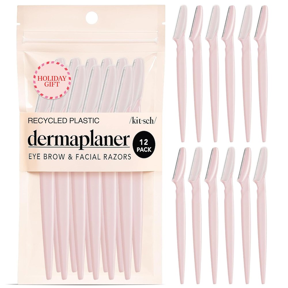 Kitsch Dermaplaning Tool Set - Facial Hair Removal for Women, Face Razors for Women, Peach Fuzz & Eyebrow Razor, Women's Dermaplane Face Shaver, Women's Exfoliating Epilator for Sensitive Skin