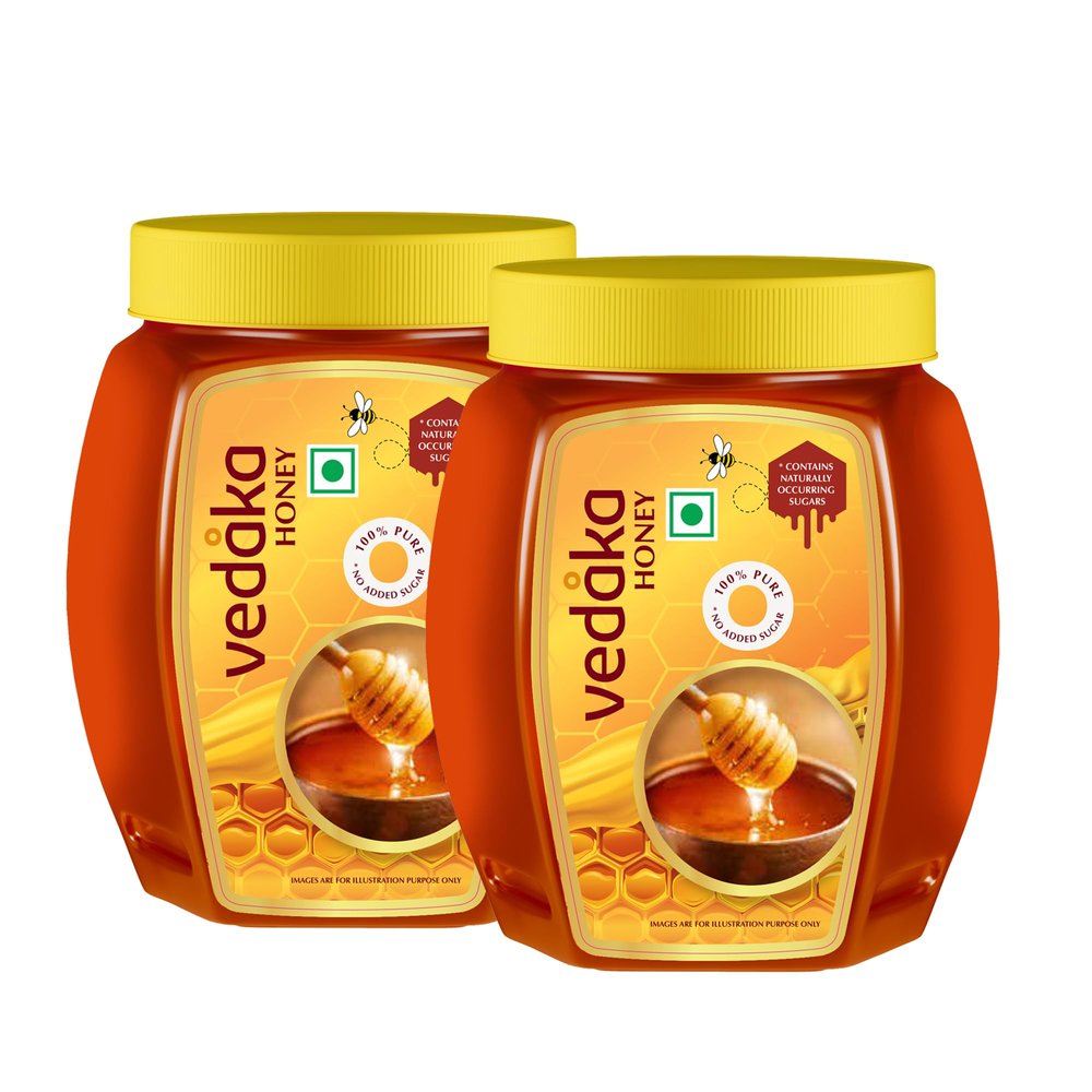 Amazon Brand - Vedaka Honey | 2 Kg | 100% Pure| No Added Sugar or Adulteration | Product of India | Pack of 2, Each 1 Kg (Previously Kitchen Cheer)
