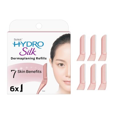 Schick Hydro Silk Dermaplaning Wand Refill Blades Dermaplaning Refills, 6 Refills, Professional Style