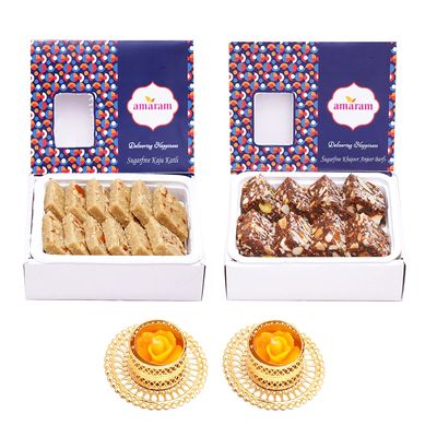 Amaram by Ghasitaram Sugarfree Assortment with 2 T-Lites|Sugar Free Sweets|Diabetic Friendly|Diwali Sugar Free Sweets Box