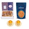 Amaram by Ghasitaram Milk Cake and Almonds Pouch with 2 T-Lites |Dryfruit Gift Hamper|Dry Fruit Combo Pack Offer|Dry Fruit Gift Pack|Dry Fruit Box|Diwali Dry Fruit Gift Pouch|Mix Nut| view 1