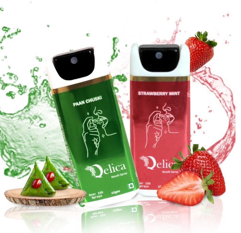 Qelica Instant freshening Mouth Spray - 10gm (Strawberry Mint Paan Chuski)