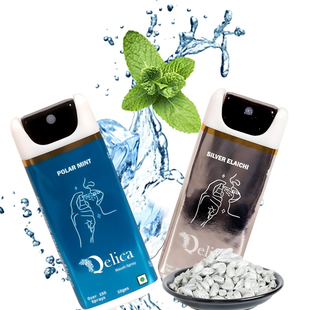 Qelica Instant Mouth And Breath Freshening Spray With Multi Flavor (Polar Mint and Silver Elaichi) - (10gm Each - 20gm)