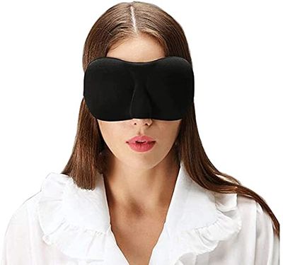 BE SAFE Forever Sleeping Mask for Men & Women, Eye Cover, Blind Folder for Travelling, Black, L