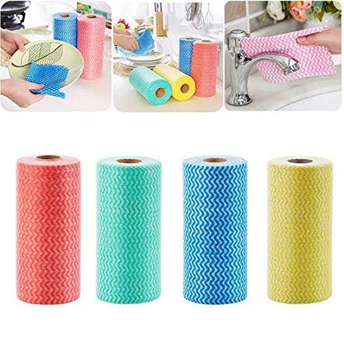 Full Clean Washable Kitchen Printed Tissue Towels - Non-Woven Reusable and Washable Kitchen Printed Tissue Roll - 1 Roll - 120 Wipes Pulls