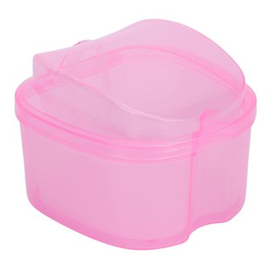 Denture Bath Box, ABS Without Touching Cleaning Solution Denture Holder Using Highquality Materials for Camping for Office for Travel for Car(pink)
