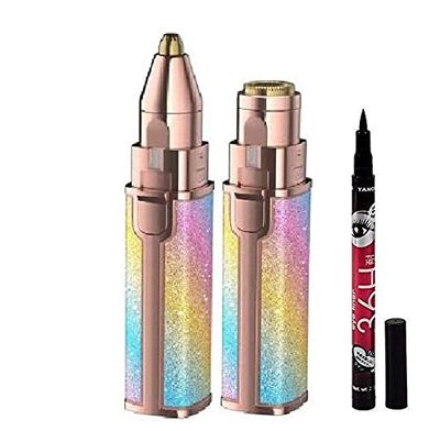 JGJ 2 in 1 Eyebrow and Facial hair remover runs on AAA battery(multi color) With 1 Eyeliner