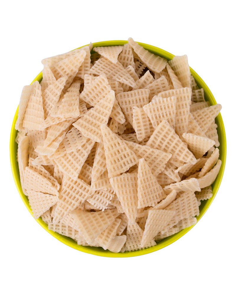 Froods 3D Triangle Fryums Ready to Fry Papad, Air Fry Instant Vegan Snacks, Crunchy & Tasty Dry Samosa Chips (3D TRIANNGLE CHIPS - 500G)
