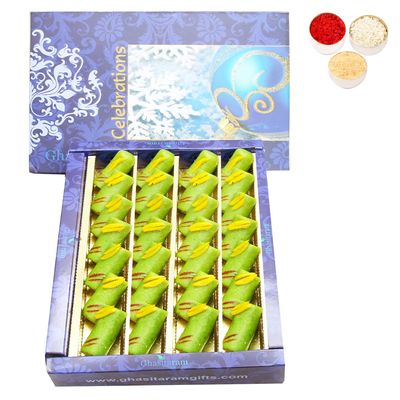 Ghasitaram Gifts Bhaidooj Gifts for Brothers - KAJU Pista ROLL (800 GMS)