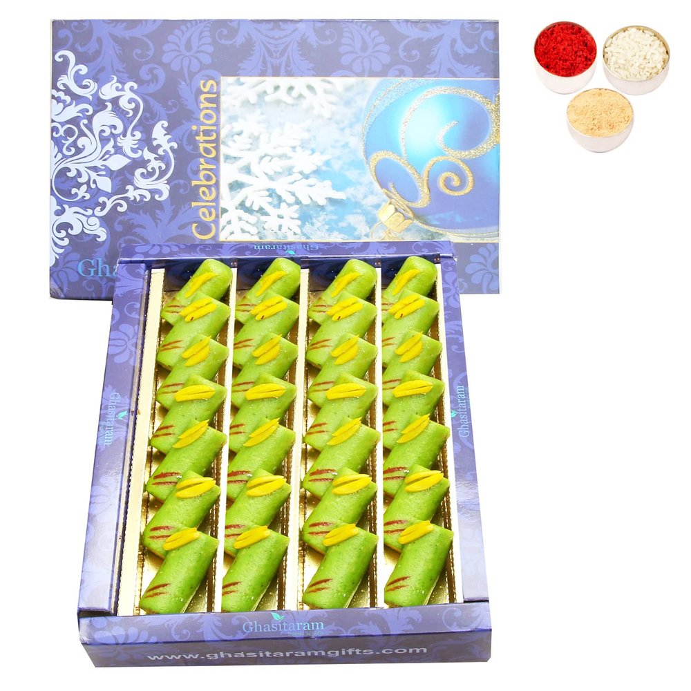Ghasitaram Gifts Bhaidooj Gifts for Brothers - KAJU Pista ROLL (800 GMS)