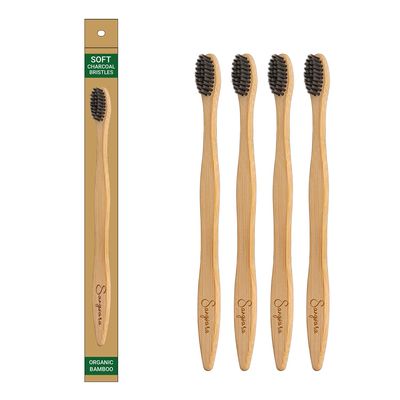 Sangsara by Dr. Odin Bamboo Toothbrush 100% Biodegradable Natural, Eco-Friendly, Compostable, Vegan & Reusable Bamboo Toothbrush (Black, Pack of 4)