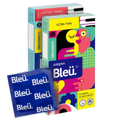Bleu All Natural Latex Paraben free - Ultra Thin and 3in1 Condom Combo (1 Pack each)