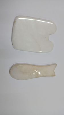 ACS Acupressure Jade Stone Gua Sha Set Of 2  Beautiful White Gua-Sha Stone Board|Natural Scraping Massage,Facial Massager Tool With Smooth Edge|Perfect For Face Back And Body|Best Gift For Women