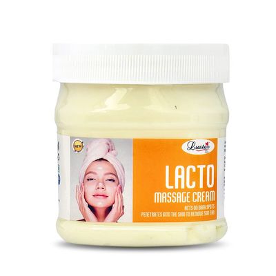 Luster Lacto Massage Cream | Enriched With Natural Extracts | Removes Sun Tan & Dark Spot | Massage Cream For Face & Body | For Women & Men | Paraben & Sulfate Free -500 ml