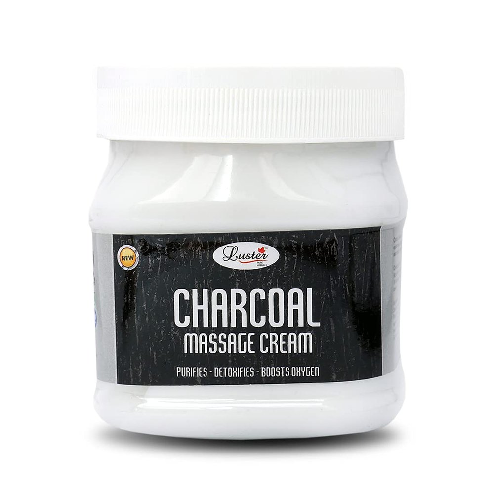 Luster Charcoal Massage Cream | Helps Purifies, Detoxifies & Boost Oxygen | Face & Body Massage Cream | For Women & Men | All Skin Types | Paraben & Sulfate Free - 500 ml
